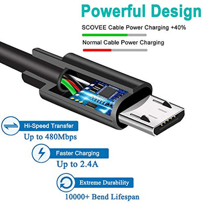 6FT Micro USB Cable,Fast Charger Compatible with Fire HD Tablet,X-Box One,Dual-Shock 4,PS4 Controller Charging Cord for Samsung Fire Stick,Android Wire for Kindle,Moto E/E5/E6,for LG K8V K40 Phone