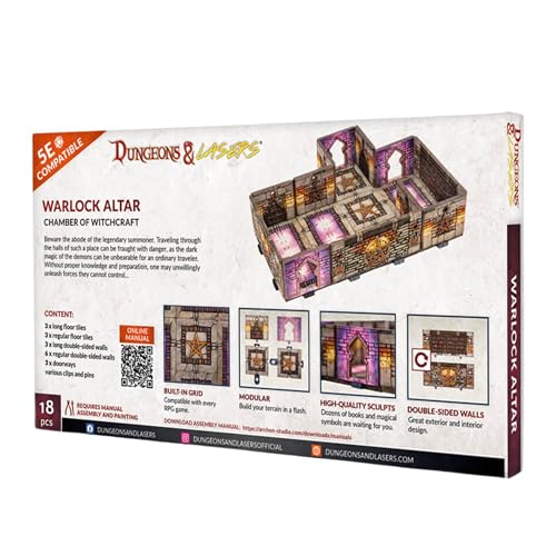 Dungeons & Lasers: Warlock Altar - 18 Piece Modular Design - RPG Terrain for DND and 5E Compatible Tabletop Games - Unpainted and Unassembled - Ages 14+