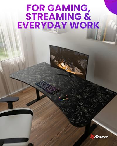 Arozzi Arena Gaming Desk Pad D010 | Full Desk Mouse Pad, Washable Desk Mat, Anti-Slip Rubber Base, Water-Resistant Surface - color: D010