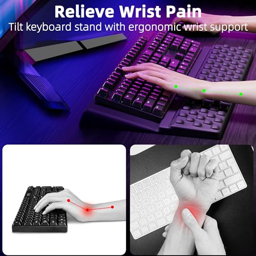 Ospelelf Keyboard Stand with Wrist Rest, Comfy Ergonomic Keyboard Riser Holder for Office Home - color: Black