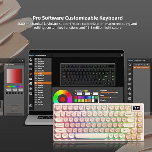 Womier SK80 75% Foundation Mechanical Keyboard with Multimedia Display | Pink Gaming Creamy Keyboards, Jelly Keycaps Hot Swap RGB Wired Key board Pre-lubed POM Switch for Mac/Win, Pink - color: Pink