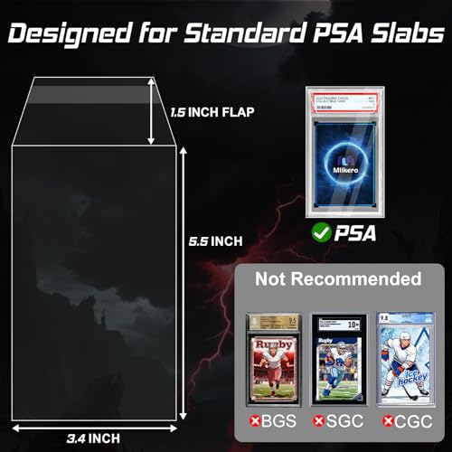 240 Pack Graded Card Sleeves, Precise Fit Slab Sleeves, Acid-Free Resealable Slab Protector Compatible with PSA Graded Slabs - size: 240 Pack