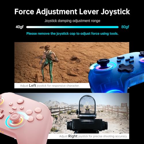Machenike G3V2 Bluetooth Controller for Pc/Switch/Ios/Android, Hall Effect Joysticks, RGB Lighting Gaming Controller,2 Programmable Buttons,1000mah Battery With Charging Station, Blue - color: Blue PE UG