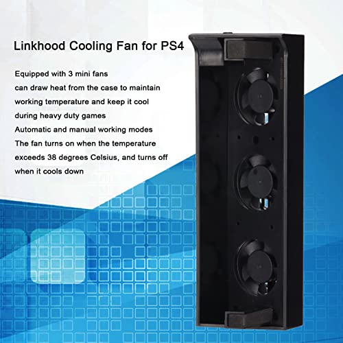 Cooling Fan for PS4 Slim, Game Console Host Cooler Dual Modes Working - Auto and Turbo, USB 5V Powered External USB Cooler, Quiet