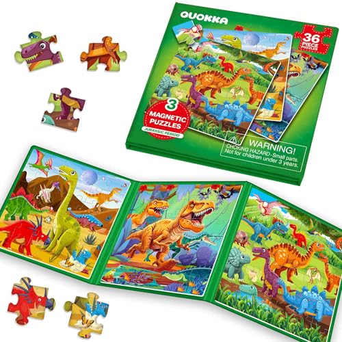 Magnetic Puzzles for Toddlers 3-5 - Kids Travel Toys for Boys and Girls | 36 Pieces Sudoku Toddler Puzzles Ages 2-4 - Jurassic Kids Travel Game Ages 4-6 – Car Airplane Road Trip Games - color: 10. Dino 36 Pcs