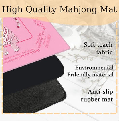 Cute Pink Tiger Mahjong Mat 31.5 x 31.5 Inch, Preppy Pink Aesthetic Tiger Non-Slip Noise Reduction Mahjong Table Mat for American Mah Jong Poker Card Board Games Dominoes - color: Pink Tiger