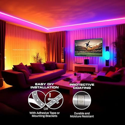 Monster Smart RGB+IC LED Strip Lights – Sound Reactive Strip Lights for Bedroom, App & Voice Control, RGB Light Strip for Room, Alexa Google Home, Razer Chroma Sync (100ft) - size: 100ft