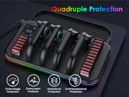 Charging Dock for Nintendo Switch 2 Joy Con, RGB Docking Station for Joycons Controller, Switch 2 Accessories with 18 Game Card Slots - size: 6FT
