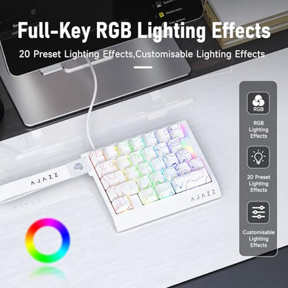 AJAZZ AK029 Magnetic Switch One Handed Gaming Keyboard, Hall Effect Rapid Trigger Mechanical Keypad with SOCD & DKS, 8KHz Polling Rate, 29 Keys Mini Ergonomic Gaming Keyboard for FPS Gamers, PC - color: White line