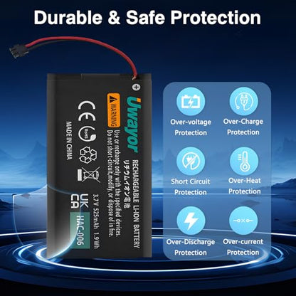 Joy Con Battery Replacement, 4 Pack HAC-006 Battery for Nintendo Switch HAC-015 HAC-016 Left & Right Joy-Con Controller, Joycon Replacement Batteries with Tools
