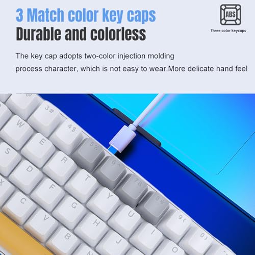 Zopsc 60 Percent Mechanical Gaming Keyboard, 68 Keys Compact RGB Backlit Blue Switches, Wired Keyboard for PC Laptop Typing - color: Yellow Gray White