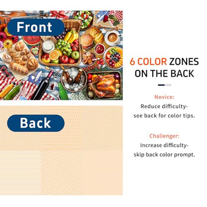 1000 Piece Jigsaw Puzzle for Adults, Spring Picnic Food Puzzle | Colorful Picnic and Gourmet Feast Puzzle with Fruits, Bread, Drinks and More, Challenging Family Activity, 26.65 x 19.25 in - color: Plentiful Picnic