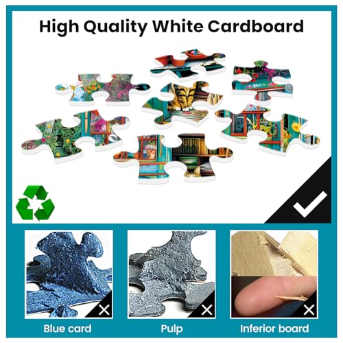 500 Piece Puzzle for Adults Jigsaw Puzzles Cat Puzzles, Book House Puzzles for Adult Elderly, Artistic Decorations, Educational Toys Challenging Activity Gift Family Puzzle Lovers for Friends - style: BookHouse Puzzle
