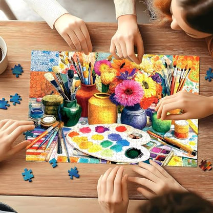 EIYRURU 500 Piece Jigsaw Puzzle for Adults –Artist Studio Jigsaw Puzzles 500 Pieces, Flowers Brushes Palette Puzzles for Adults 500 Pieces, Challenging Perfect for Game Nights, 20.5 X 15 in - color: Artist Studio