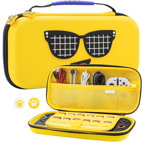 GLDRAM Yellow Travel Carrying Case for Nintendo Switch 2 | Shockproof & Portable Storage Case Hard Shell Single Bag with 12 Game Card Slots - color: Yellow