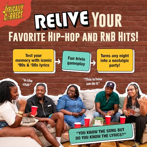 Lyrically Correct '90s & 00s Hip-Hop R&B 90s Nostalgia The OG Music Trivia | '90s & 2000s Hip-Hop & R&B Music Trivia Card Game for Family Game Nights, Parties, Cookouts & Music Lovers