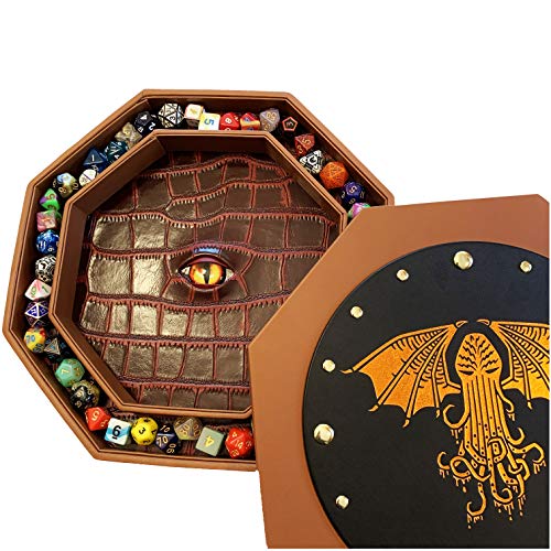Fantasydice Cthulhu Eye Extra Large Dice Tray Octagon with Lid and Dice Staging Area- Holds 7 Sets(7 Dice Set/Standard) for All Tabletop RPGs Like D&D, Call of Cthulhu, Shadowrun. - color: Cthulhu Eye