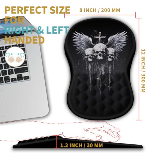 Hokafenle Ergonomic Mouse Pad Wrist Support with Massage Design, Wrist Rest Pain Relief Mousepad with Memory Foam&Non-Slip PU Base, Mouse Pads for Wireless Mouse & Desk (12x8 inch,Demon Angel) - color: HK028-Demon Angel