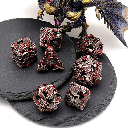 DND Dice,Metal Dice Set with Box HNCCESG,Hollow Dice Set of 7,Game dice for Dungeons and Dragons,Role Playing Dice Gaming for Board Game RPG (Angel Blood Splatter) - color: Angel Blue