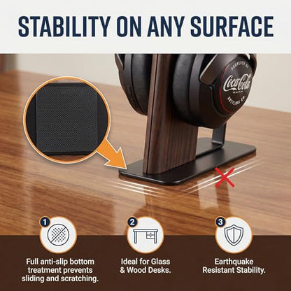 Headphone Stand for Desk, Weighted Base Headset Holder for AirPods Max Sony Bose Beats Sennheiser, Stable Gaming & Studio Earphone Rack, Dark - color: DARK