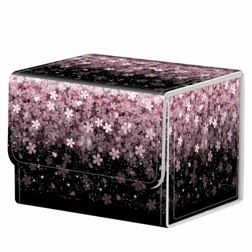 Strong Magnet Card Case Deck Box Mtg Card Box Playing Card Box Magic Deck Box Tcg Up to 200 Cards Creative Pattern Trading Card Storage Box for Collectible Card Games, Pink Cherry Blossom - color: Pink Cherry Blossom