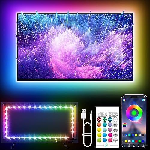 KANTUTOE LED Lights for TV, 16.4ft LED Lights for 45-75 Inch TVs, RGB TV Backlight Behind, Music Sync Bluetooth APP & Remote Control Strip Lights USB Powered for Bedroom, Gaming, Home Décor - size: 16.4FT for 45"-75" TV