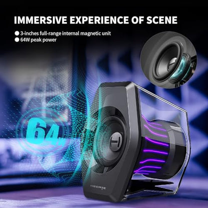 Edifier G2000 Pro 64W Desktop 2.0 Computer Gaming Speakers for PC Laptop Mac Woofer Bluetooth USB 3.5mm AUX Inputs RGB Lights Multimedia Speakers Black - color: Black