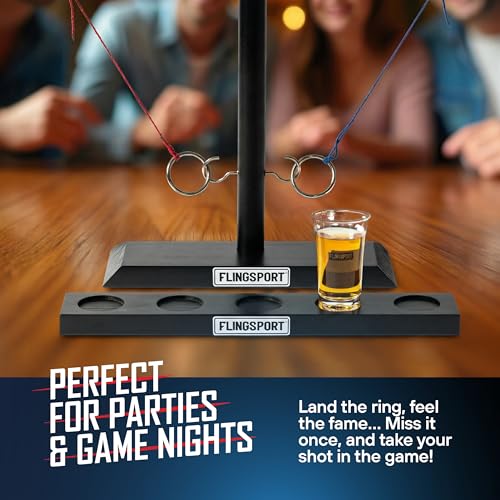 Wooden Hook and Ring Games for Adults & Teens, Ring Toss Family Games, Party Games for Adults & Kids, Couples Gifts, Couples Games, Outdoor Indoor Games, Large 16" X 13"