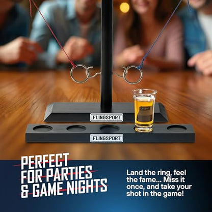 Wooden Hook and Ring Games for Adults & Teens, Ring Toss Family Games, Party Games for Adults & Kids, Couples Gifts, Couples Games, Outdoor Indoor Games, Large 16" X 13"
