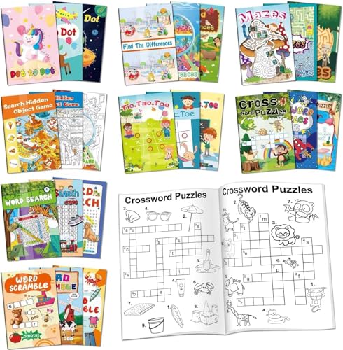 Kalysky 24 Mini Activity Books for Kids 4-12,Mazes,Dot to Dot & Word Games,Party Favors - color: 24 Activity Books