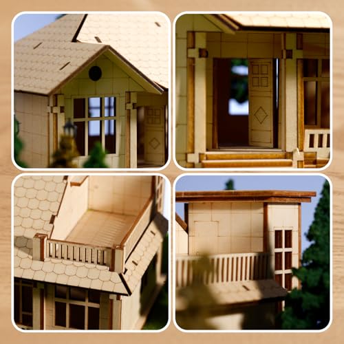 3D Wooden Puzzles for Adults,Miniature Villa Model Kit,DIY Wooden Craft for Home Office Decor,Stress Relief & Screen-Free Activity,Gift for Adults, Teens, Dads, DIY Lovers - style: One Layer-1