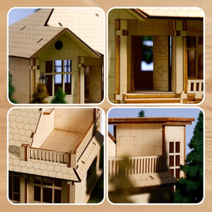 3D Wooden Puzzles for Adults,Miniature Villa Model Kit,DIY Wooden Craft for Home Office Decor,Stress Relief & Screen-Free Activity,Gift for Adults, Teens, Dads, DIY Lovers - style: One Layer-1