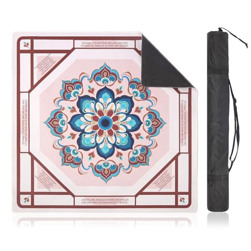 Mahjong Mat - 31.5" Non-Slip Waterproof Noise Reduction Gaming Mat | Celestial Bloom Design, Large Size for Mahjong, Poker, Board Games, Reduces Tile Noise, Protects Tables, Easy to Clean - style: Celestial‌ Bloom