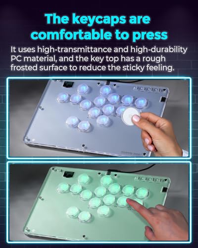 Haute42 T16-Crystal Leverless Arcade Stick, 16 Key Fighting Controller | Custom RGB & Turbo Functions & Hot Swap Supported, Compatible with PC/Ps3/Ps4/Switch/Steam