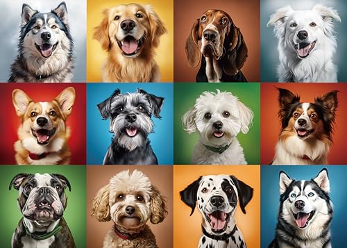 Nattork Jigsaw Puzzle 1000 Pieces for Adults, Colorful Dogs,Challenging Adult Puzzles for Christmas Decor & Gift - color: Colorful Dog
