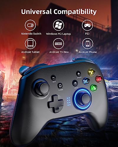 Forty4 Wireless Gaming Controller, Game Controller for PC Windows 7/8/10/11, PS3, Switch, Dual-Vibration Joystick Gamepad for Computer