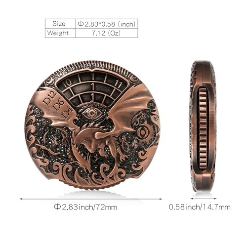 DND Spinner Dice DNDND 7-in-1 Fidget Spinner Metal D&D Dice Set with Gorgeous Gift Box for Dungeons and Dragon and Tabletop Game (Copper) - color: Dragon Copper