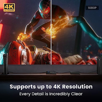 NEWCARE HDMI Switch 4 in 1 Out 4K@60Hz, 4x1 HDMI Splitter Switcher with IR Remote, 4 Port HDMI Selector Box Support HDMI2.0, Dolby Vision/Atmos, HDR10 for Switch, Xbox, PS5/4, Roku, Fire Stick