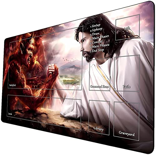 MTG Playmat with Zones for TCG Trading Card Games, 24x14 Inches Smooth Rubber Surface with Storage Bag - color: Pattern6 With Zones
