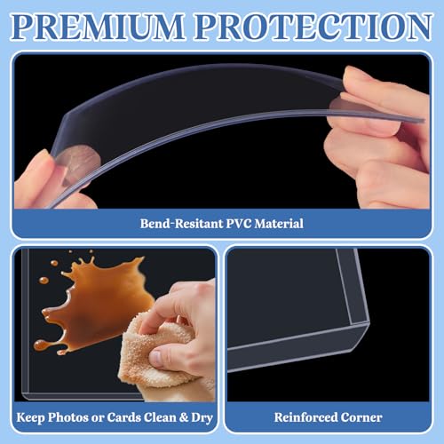 Vmiapxo 50 Pack 4" x 6" Hard Plastic Card Sleeves, Clear Rigid Protectors | Waterproof, Thick Card Holders, Double-sided Display, for Trading Sports Game Cards, Recipe Cards, Photos, Art Prints - size: 4" x 6"