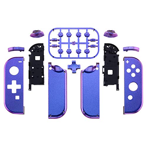 eXtremeRate Chameleon Purple Blue Joycon Handheld Controller Housing (D-Pad Version) w/Full Buttons, DIY Replacement Shell Case for Nintendo Switch & Switch OLED Joy-Con – Console Shell NOT Included - color: Chameleon Purple Blue