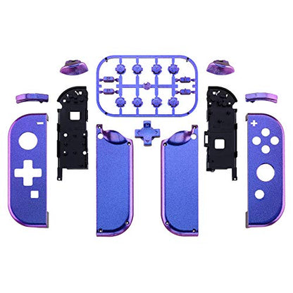eXtremeRate Chameleon Purple Blue Joycon Handheld Controller Housing (D-Pad Version) w/Full Buttons, DIY Replacement Shell Case for Nintendo Switch & Switch OLED Joy-Con – Console Shell NOT Included - color: Chameleon Purple Blue
