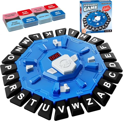 Word Game Family Board Games with Display Timer and 2 Modes, The Fast-Paced 24 Letters Pressing Games, Learning Word Game for Kids & Adults, 2-8 Players, 15-20 Minute Play Time - color: Blue