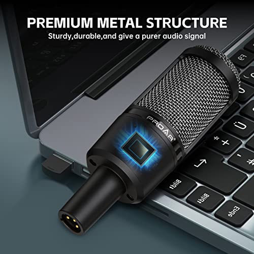 XLR Podcast Microphone Professional Cardioid Condenser Microphone for PC Computer Studio XLR Mic Kit for Recording/Podcasting/Streaming/Voice Over/ASMR/Home Studio/YouTube with Desktop Stand | 48V power required.XLR podcast mic for vocals, voiceovers and