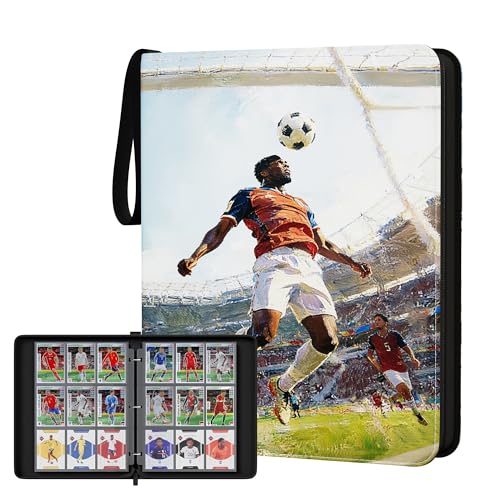 Kabinka 9-Pocket Soccer Card Binder, 900 Cards Trading Card Binder, Waterproof PU Card Collection Binder for Soccer Cards Collectors - color: Soccer-1, size: 9 Pocket 900
