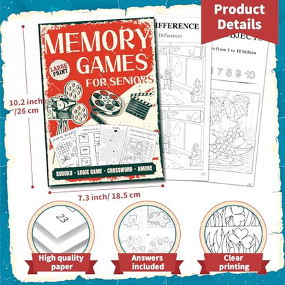 Elfew 4 Pack Large Print Activity Books for Seniors & Adults | 150+ Memory Games, 16 in 1 Puzzle Books, Variety Brain Games: Word Search, Sudoku, Mazes, Crosswords, Gifts for Women & Men