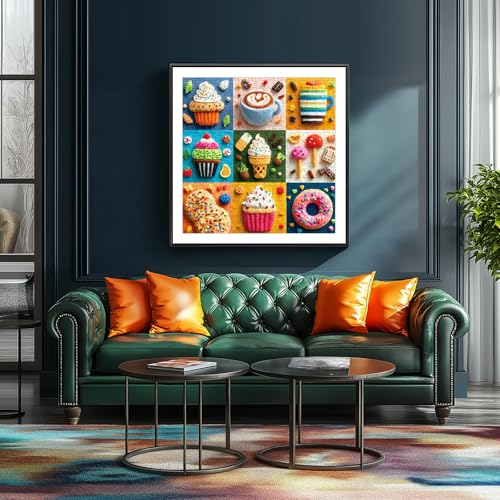 500 Piece Puzzle for Adult Embroidery Desserts Jigsaw Puzzle Cupcakes Coffee Ice Cream Donut Fabric Art Snacks Game Sweet Treats Puzzle with Letters on Back Challenging Gifts for Seniors & Families - color: Desserts