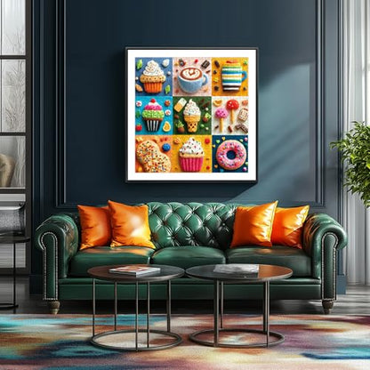 500 Piece Puzzle for Adult Embroidery Desserts Jigsaw Puzzle Cupcakes Coffee Ice Cream Donut Fabric Art Snacks Game Sweet Treats Puzzle with Letters on Back Challenging Gifts for Seniors & Families - color: Desserts
