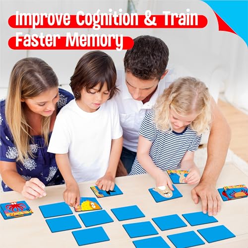 SpriteGru Marine Animal Memory Game, 28 Chunky Cards Sea Animals Head Tail Matching Game 1-5 Players Underwater Creatures Memory Matching Game for Preschoolers, Toddlers, Kids - style: Marine Animal