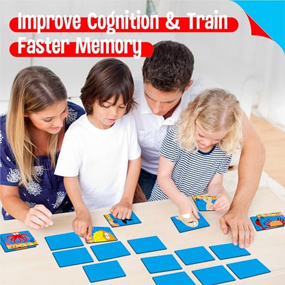 SpriteGru Marine Animal Memory Game, 28 Chunky Cards Sea Animals Head Tail Matching Game 1-5 Players Underwater Creatures Memory Matching Game for Preschoolers, Toddlers, Kids - style: Marine Animal